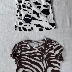 Bershka Animal Print Zebra and Cow Shirts
